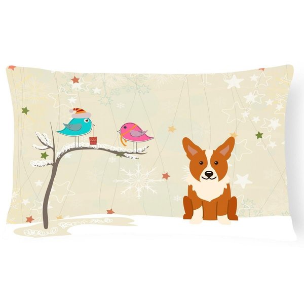 Jensendistributionservices Christmas Presents Between Friends Corgi Canvas Fabric Decorative Pillow MI2549899